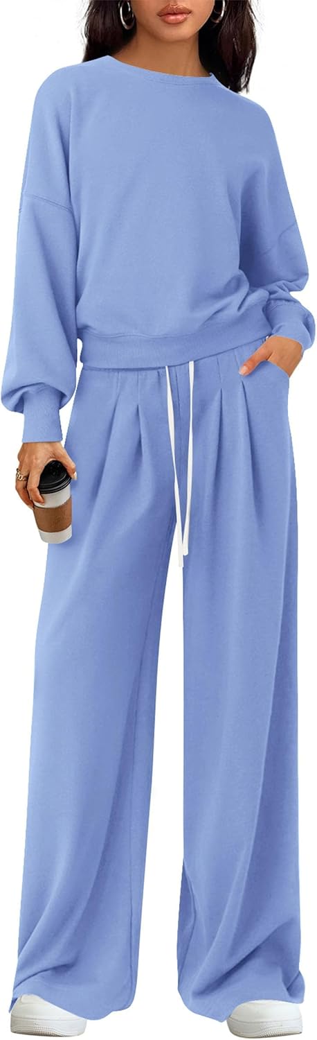 Detalle de PRETTYGARDEN PR1122 Two-Piece Lounge Set with Wide-Leg Pants and Pockets