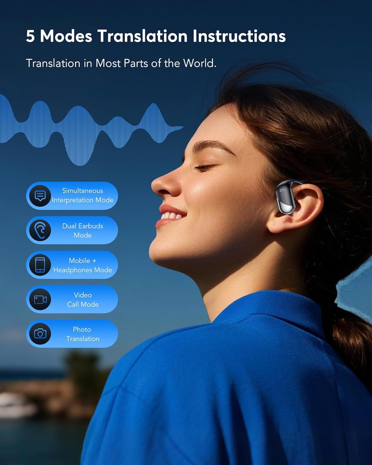 Thumbnail 3 de Paekole H7 AI Translation Earbuds: Real-Time 2-Way Language Translator with Open-Ear Comfort