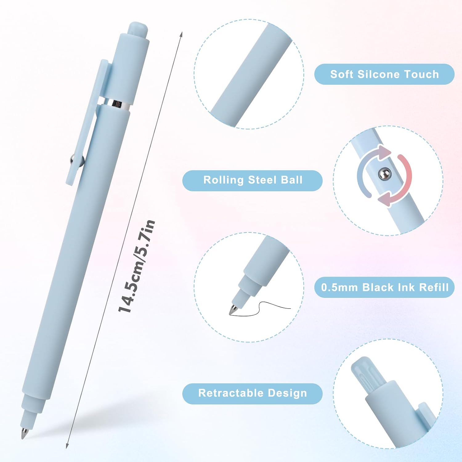 Thumbnail 2 de Donse SNM-PEN01 Gel Pens, 0.5 mm Fine Point, Black Ink, 7-Pack