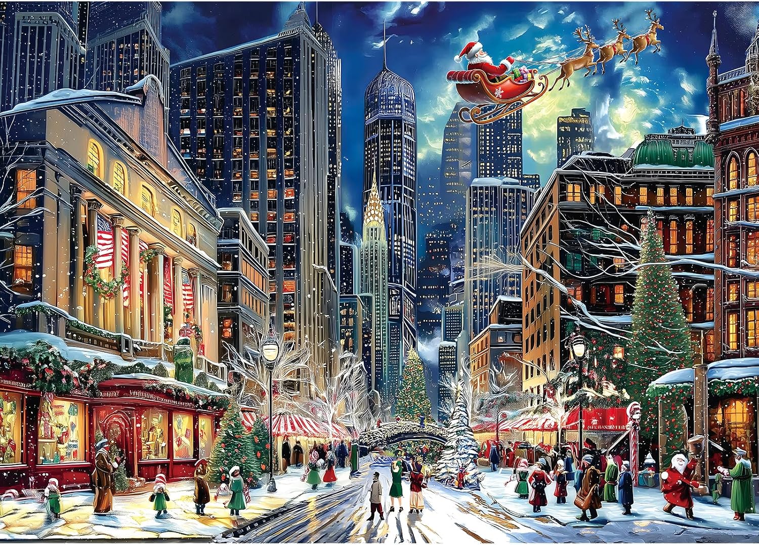 Detalle de Blueforest BFJIUJIU-00243 Christmas Jigsaw Puzzle, 1,000 Pieces, City Night Scene