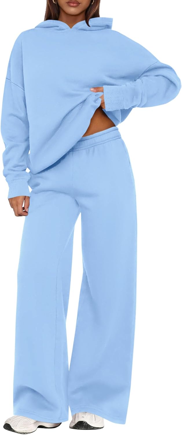 Detalle de PRETTYGARDEN Women's Sweatsuits 2-Piece Set (2026) Casual Winter Hoodie & Wide-Leg Sweatpants