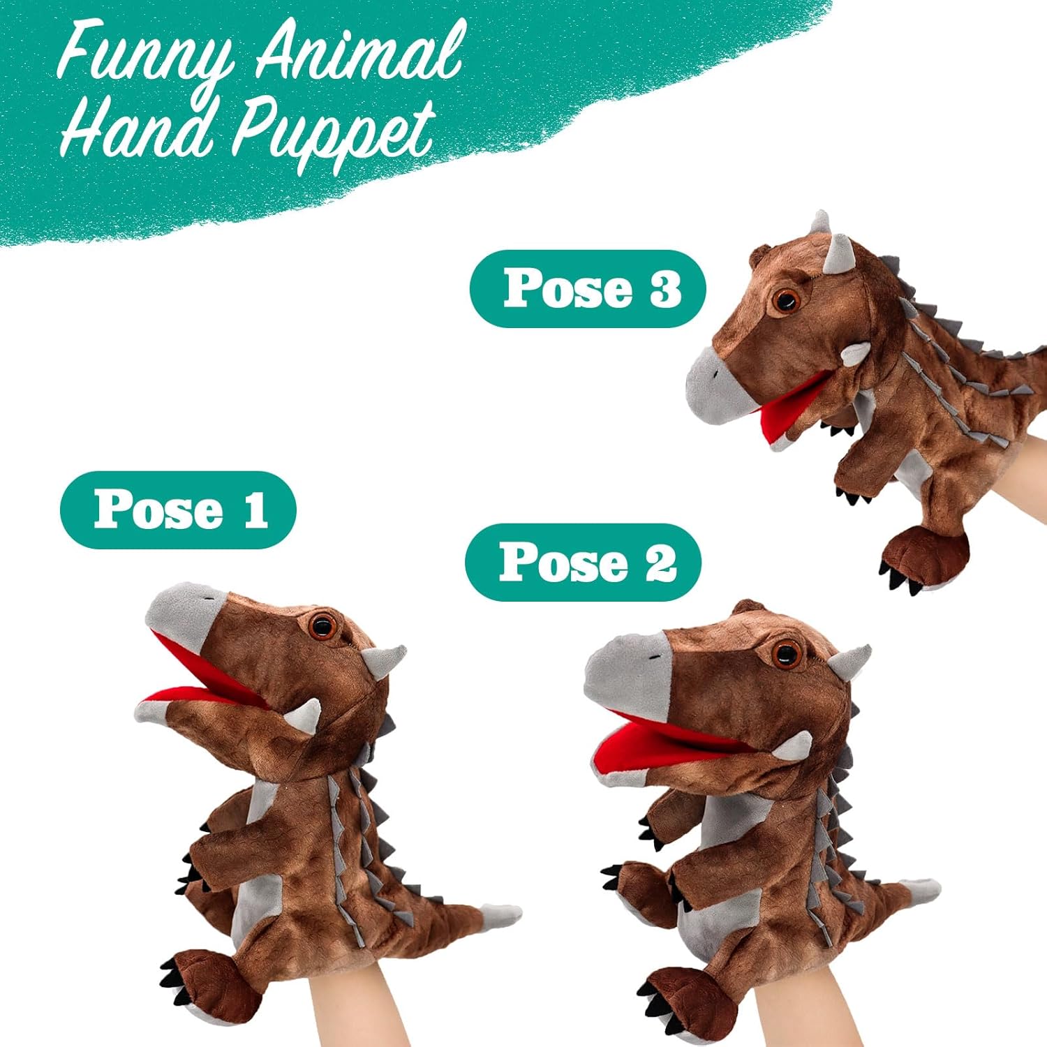 Detalle de Lilizzhoumax Dino Hand Puppet Plush Toy – Velociraptor Hand Puppet for Kids