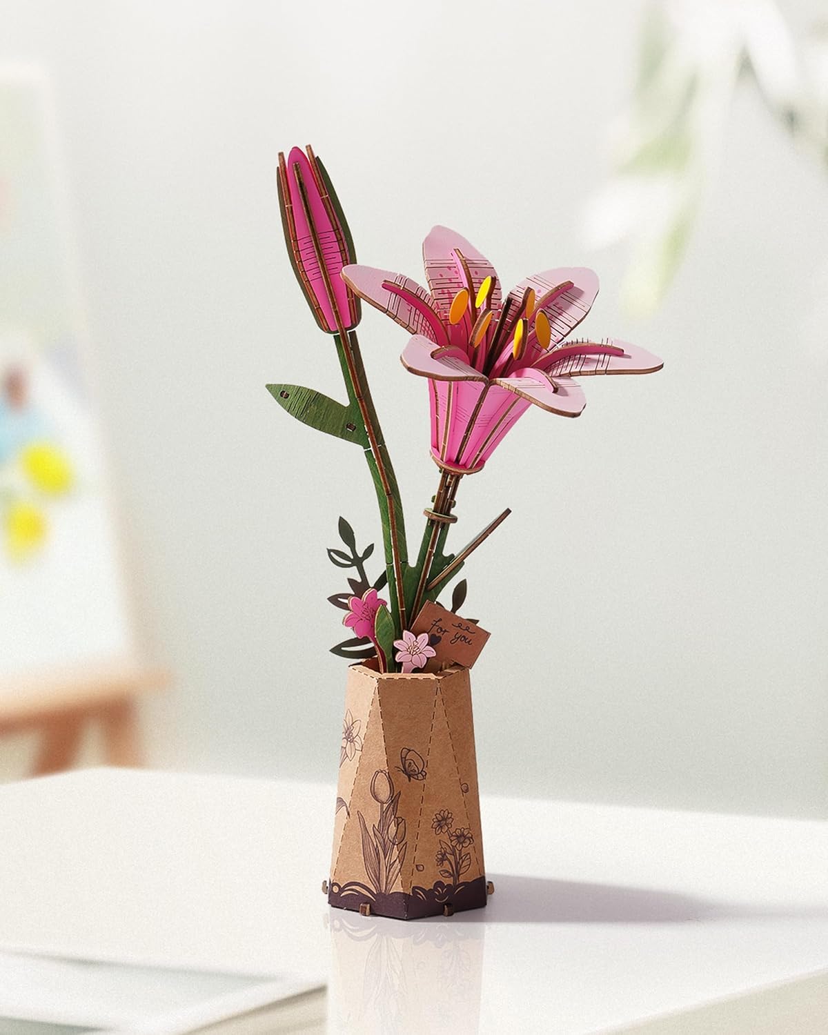 Thumbnail 3 de Wowood 3D Flower Wooden Puzzles for Adults - Pink Lily (73 PCS)