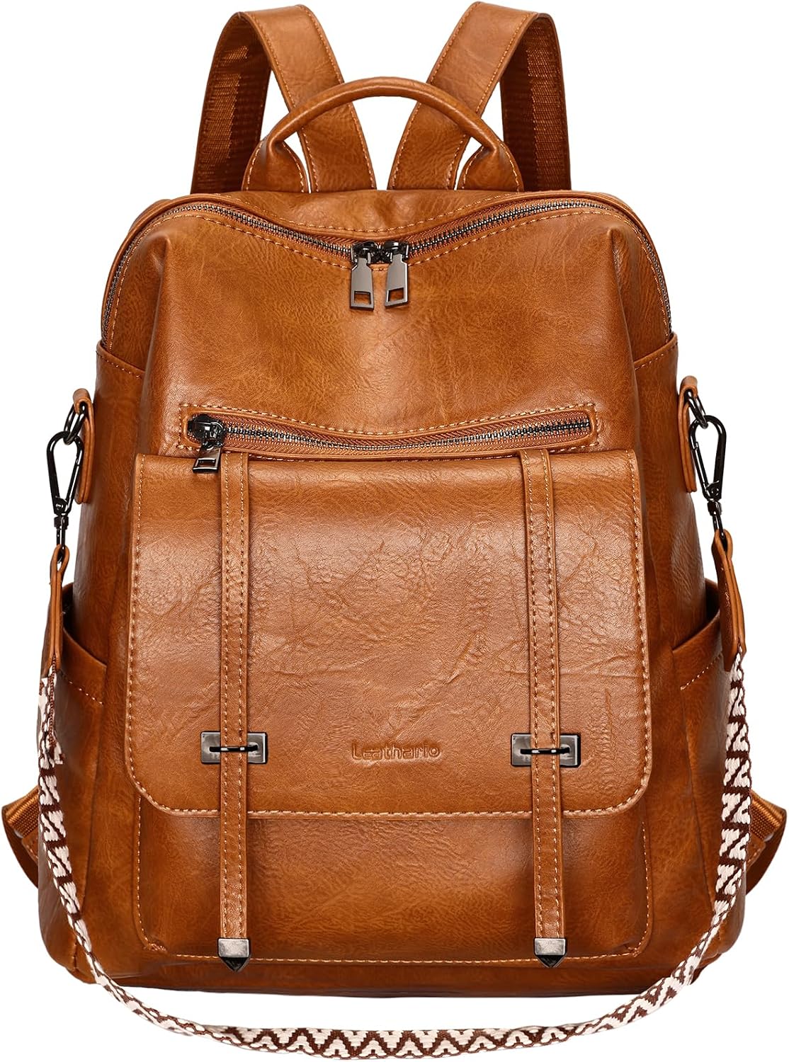 Detalle de Leathario Sac à Dos Antivol Femme en Cuir Vegan — Polyvalent et discret, 3-en-1