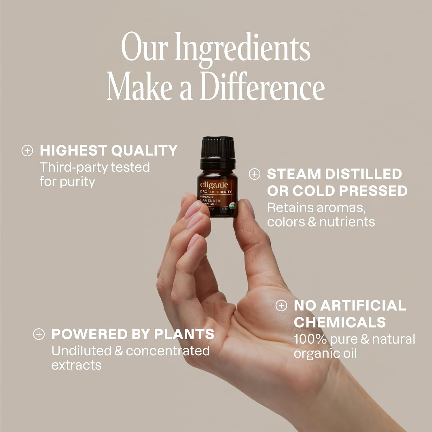 Detalle de Cliganic Signature Essential Oils Diffuser Set: White Ceramic Diffuser with LED and Peppermint, Lavender, Tea Tree & Orange Oils