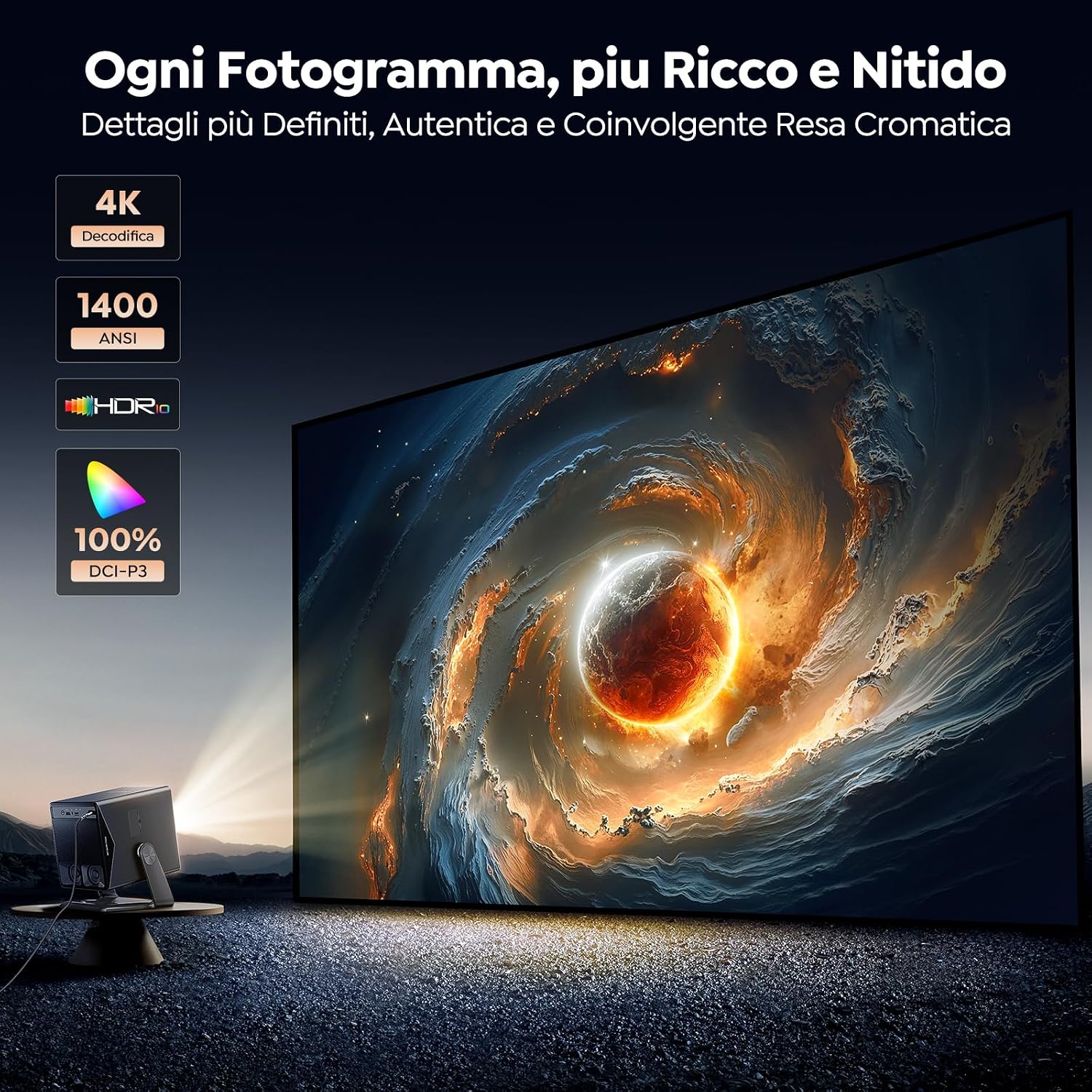 Detalle de Proiettore 4K TOPTRO A2 con VIDAA, Dolby Audio e AirPlay: cinema in casa senza ingombro