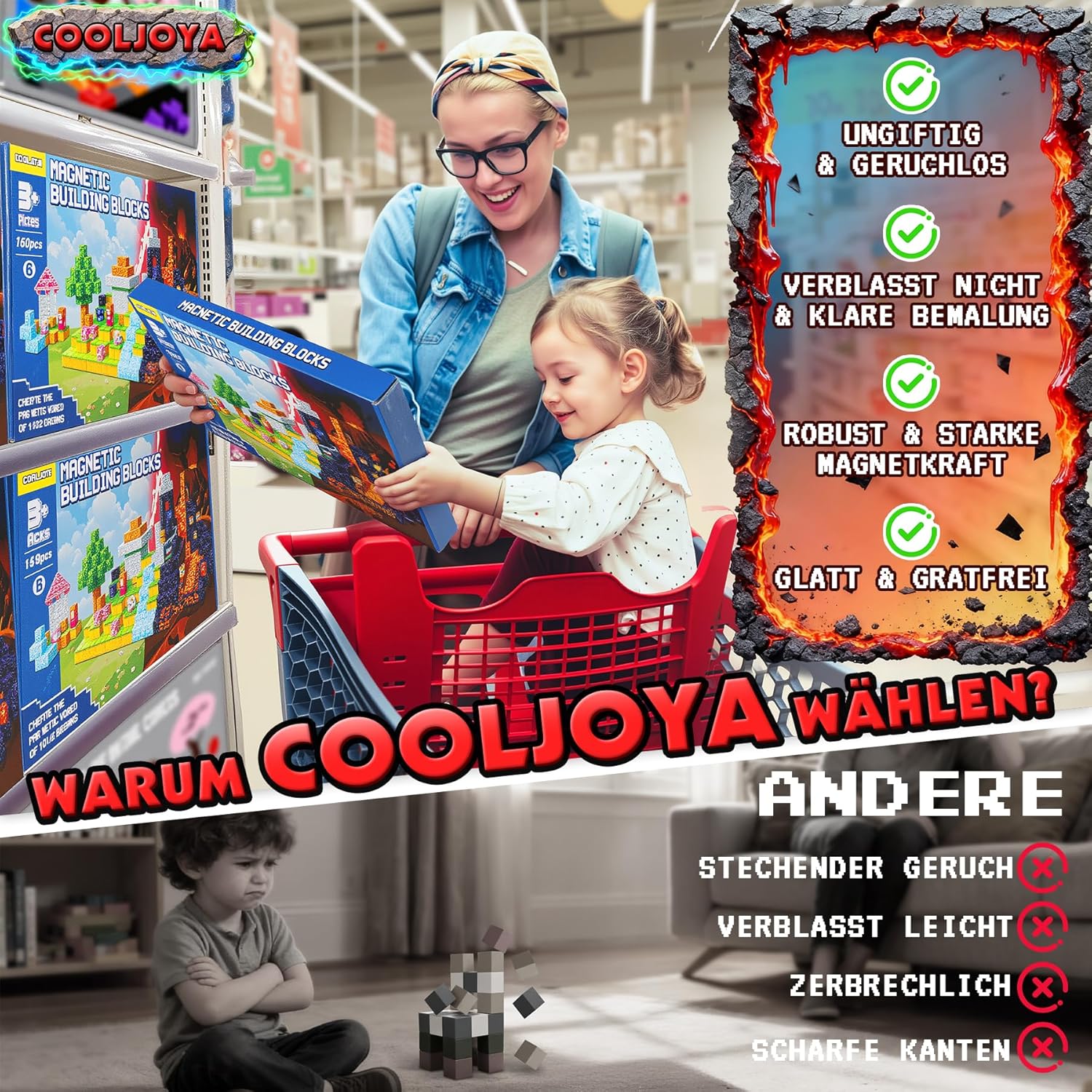 Thumbnail 6 de COOLJOYA 150 Pezzi Costruzioni Magnetiche per Bambini – Set STEM Montessori