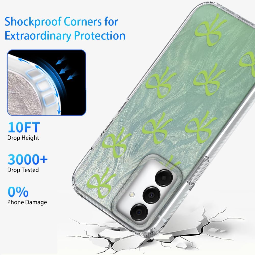 Detalle de Tedyhulle Hülle für Samsung Galaxy A25 5G – Dünn, stoßfest und stilvoll mit Grün-Band-Fliege Print