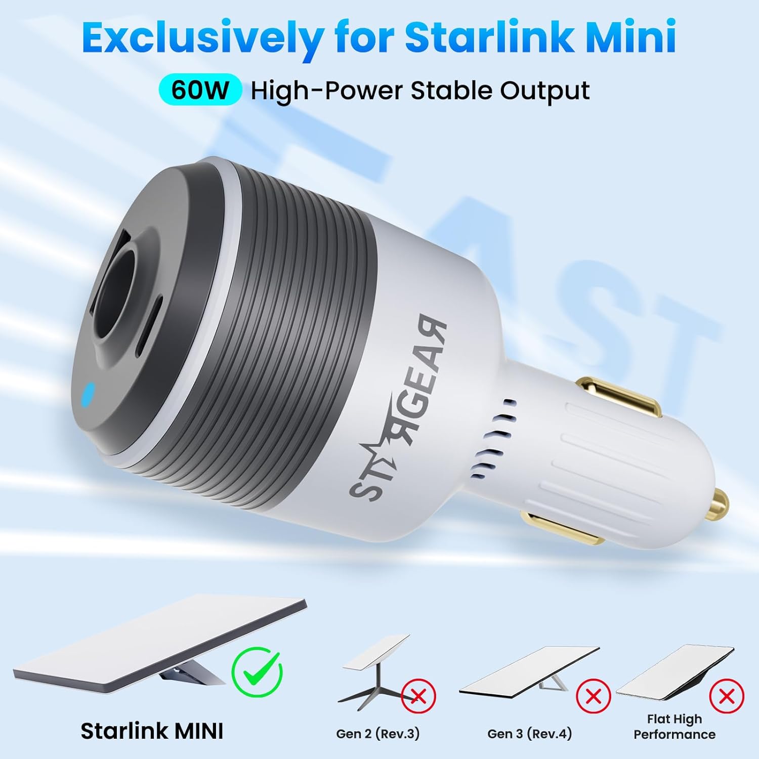 Thumbnail 6 de Starlink Mini Car Adapter (3-in-1) with Dual USB Ports and 12V to 24V Step Up Converter
