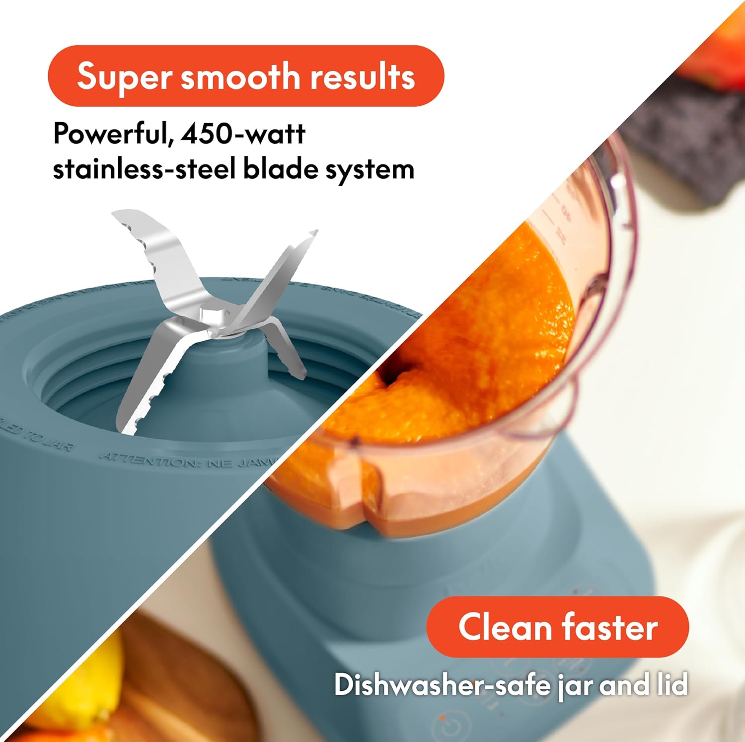 Detalle de bella 10-Speed Flip & Store Countertop Blender, Juicer & Smoothie Maker (450 Watt, 48oz) – Surf