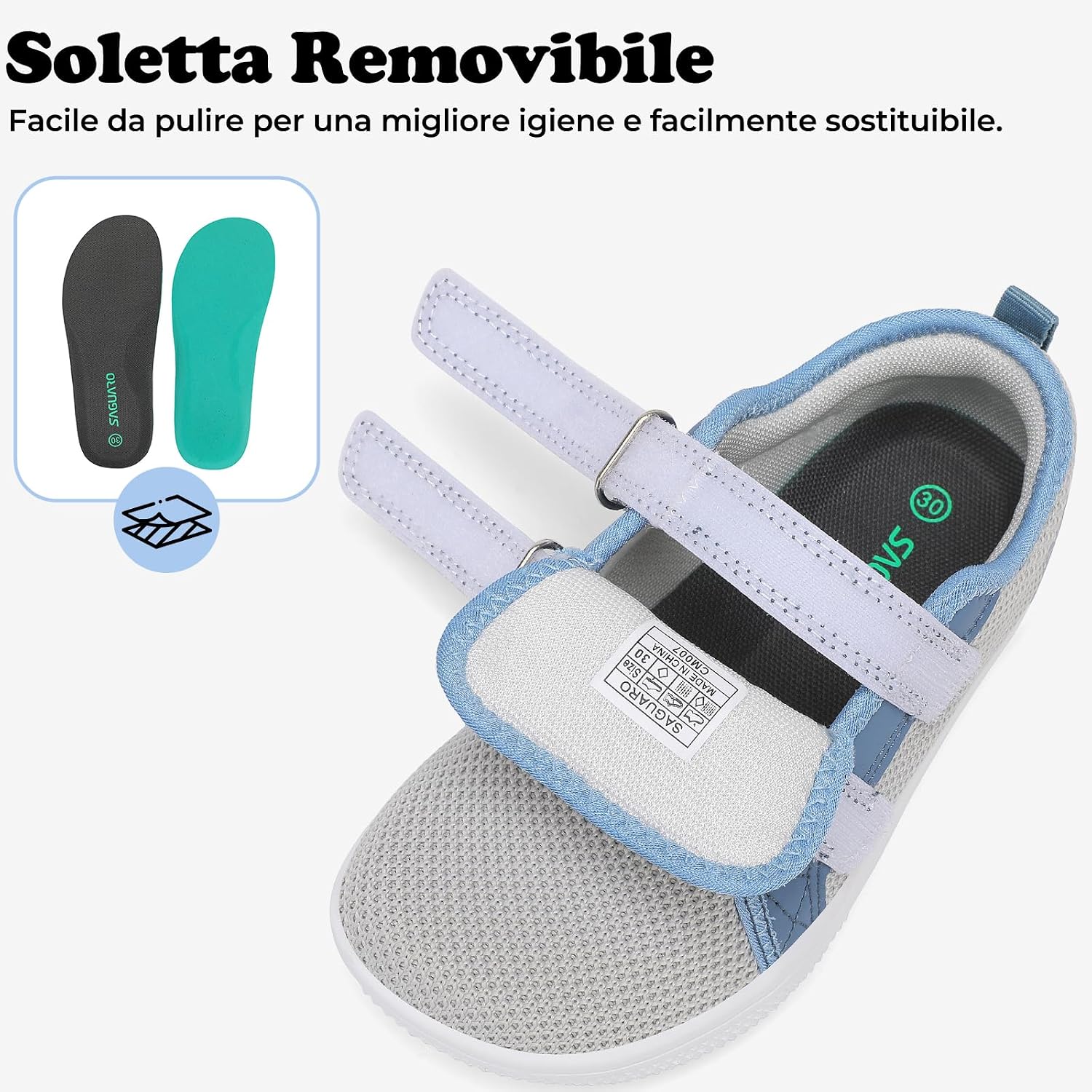 Thumbnail 6 de SAGUARO Scarpe Barefoot Bambini Sneakers Minimaliste con punta ampia e chiusura a strappo (Gr. 25-35)