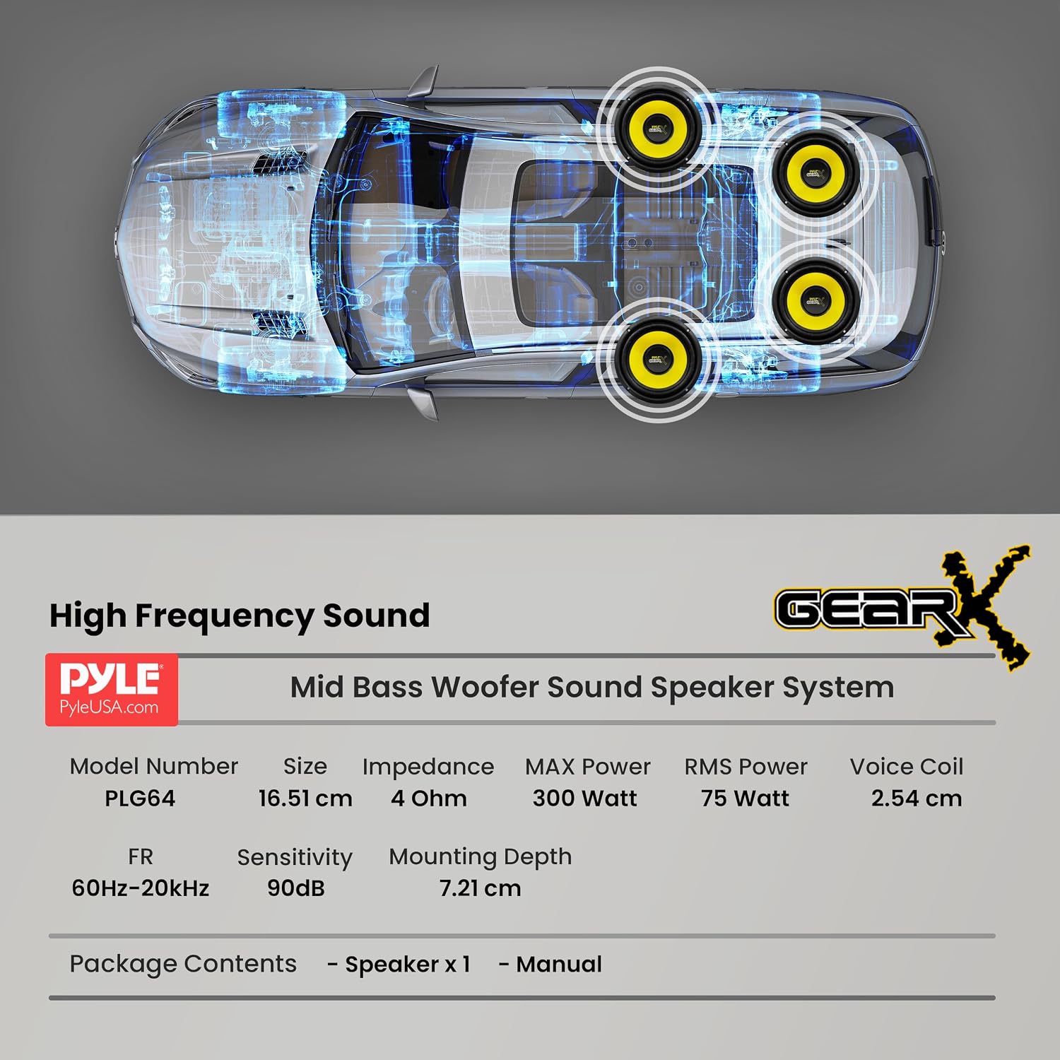 Thumbnail 6 de Pyle 16.5 cm Mid Bass Woofer Speaker System – 300W Peak, 4Ω, Yellow