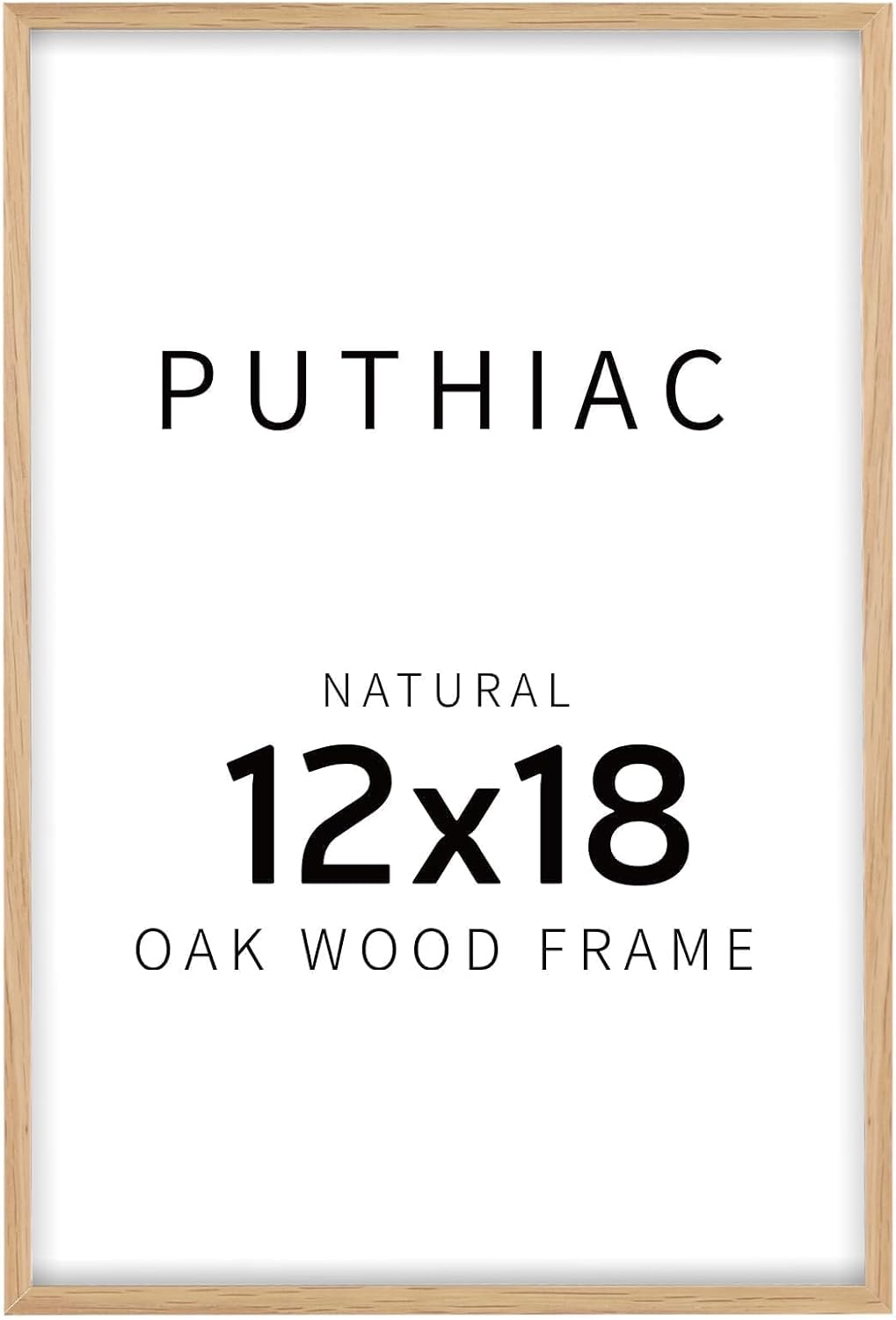 Detalle de puthiac 12x18 Solid Oak Wood Picture Frame (8x12 with Mat / 12x18 without Mat) – Wall Display