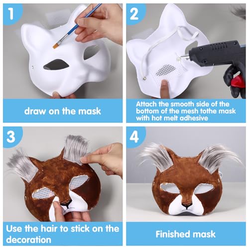 Detalle 2 de Masque chat Therian vierge avec fourrure ⚙