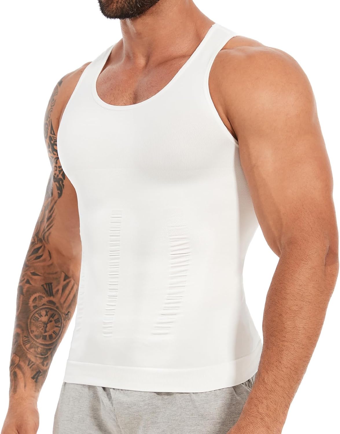 Detalle de SLIMBELLE Body Shaper compressie-onderhemd voor heren, elastisch en taillevormend