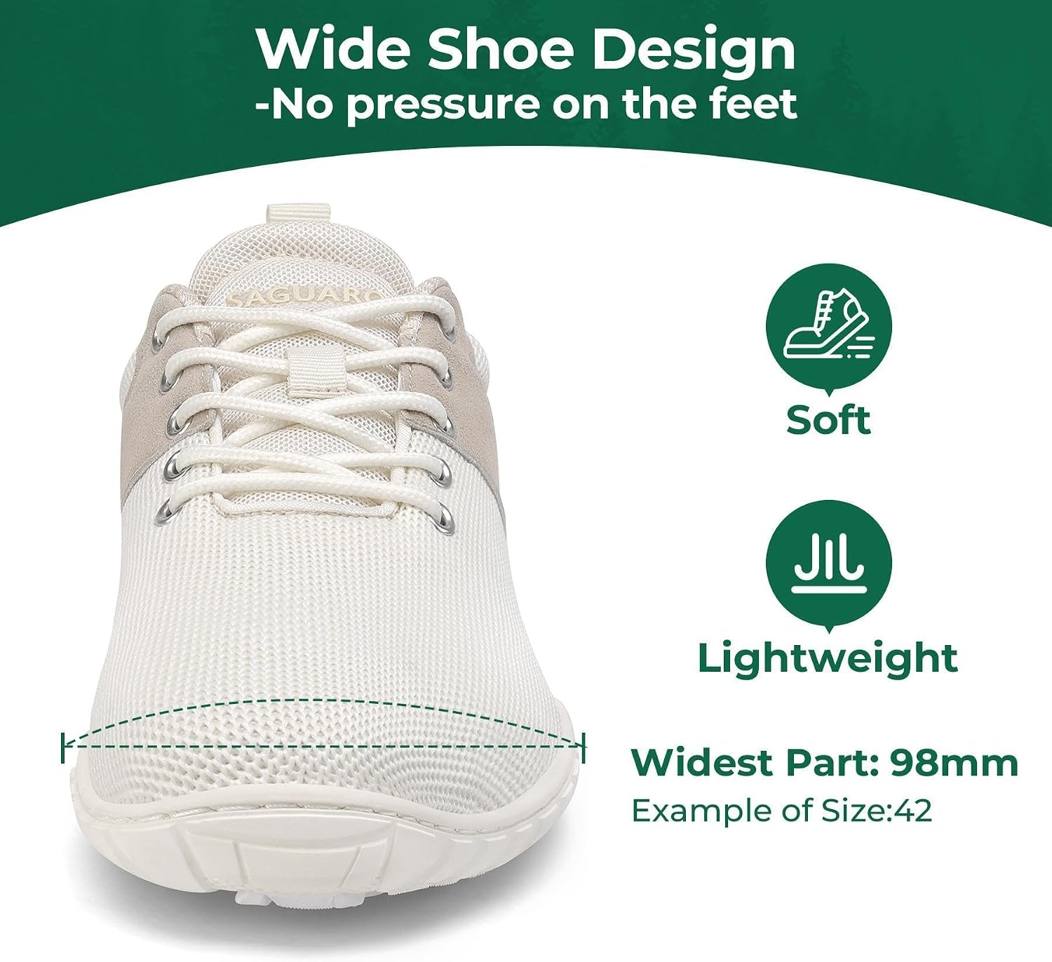 Detalle 2 de SAGUARO Wish Ⅰ – Chaussures minimalistes unisex en maille, semelle zero-fall