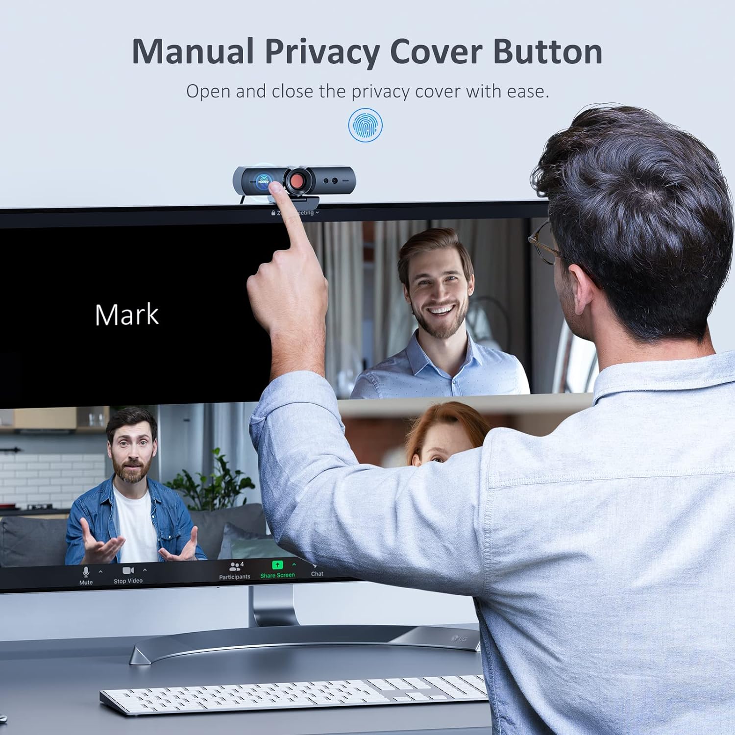 Thumbnail 3 de NexiGo HelloCam 1080p Webcam with Windows Hello, Auto Privacy Cover and Noise-Cancelling Microphone