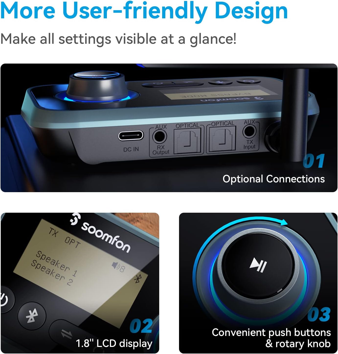 Thumbnail 4 de SOOMFON Bluetooth Transmitter 3-in-1 for TV
