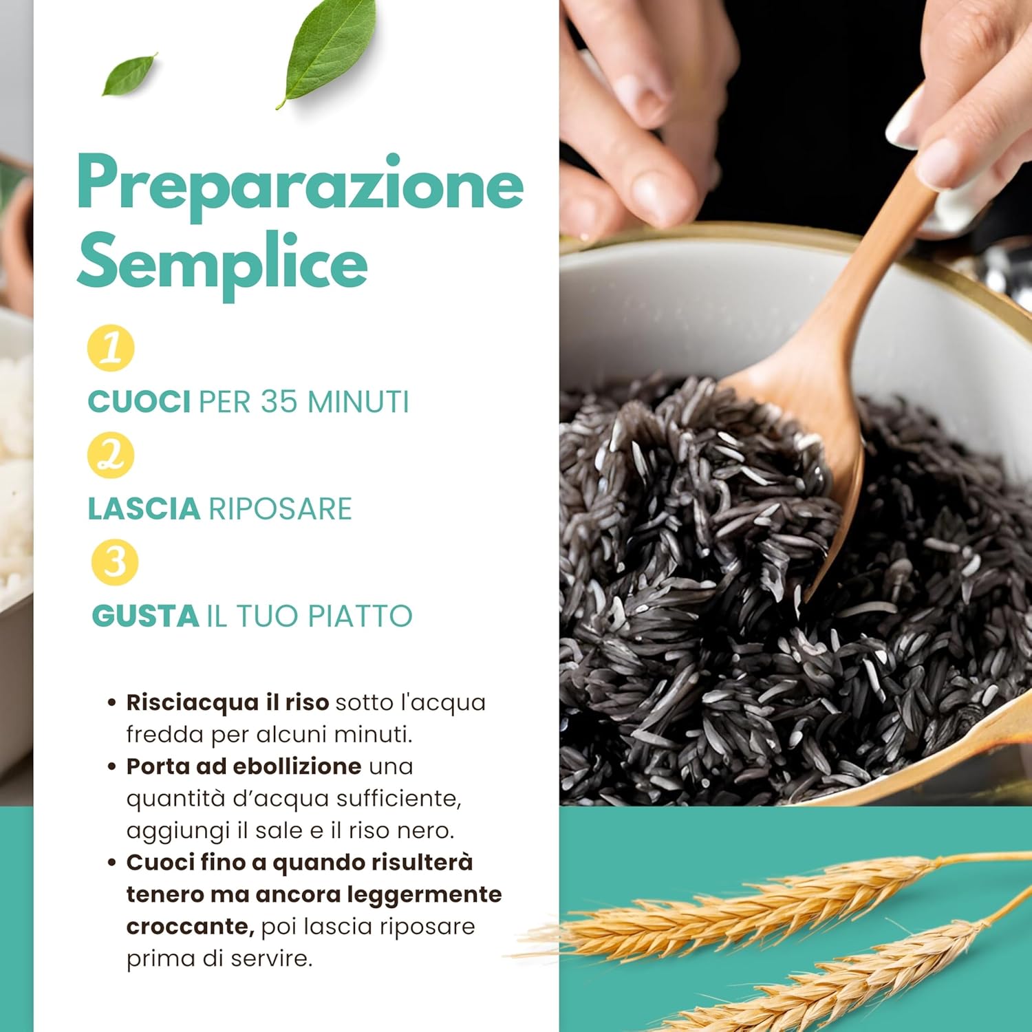 Thumbnail 4 de Riso Nero Integrale Italiano 2 kg (2x1 kg) – Aromatico, Senza Glutine, Ricco di Fibre e Antiossidanti
