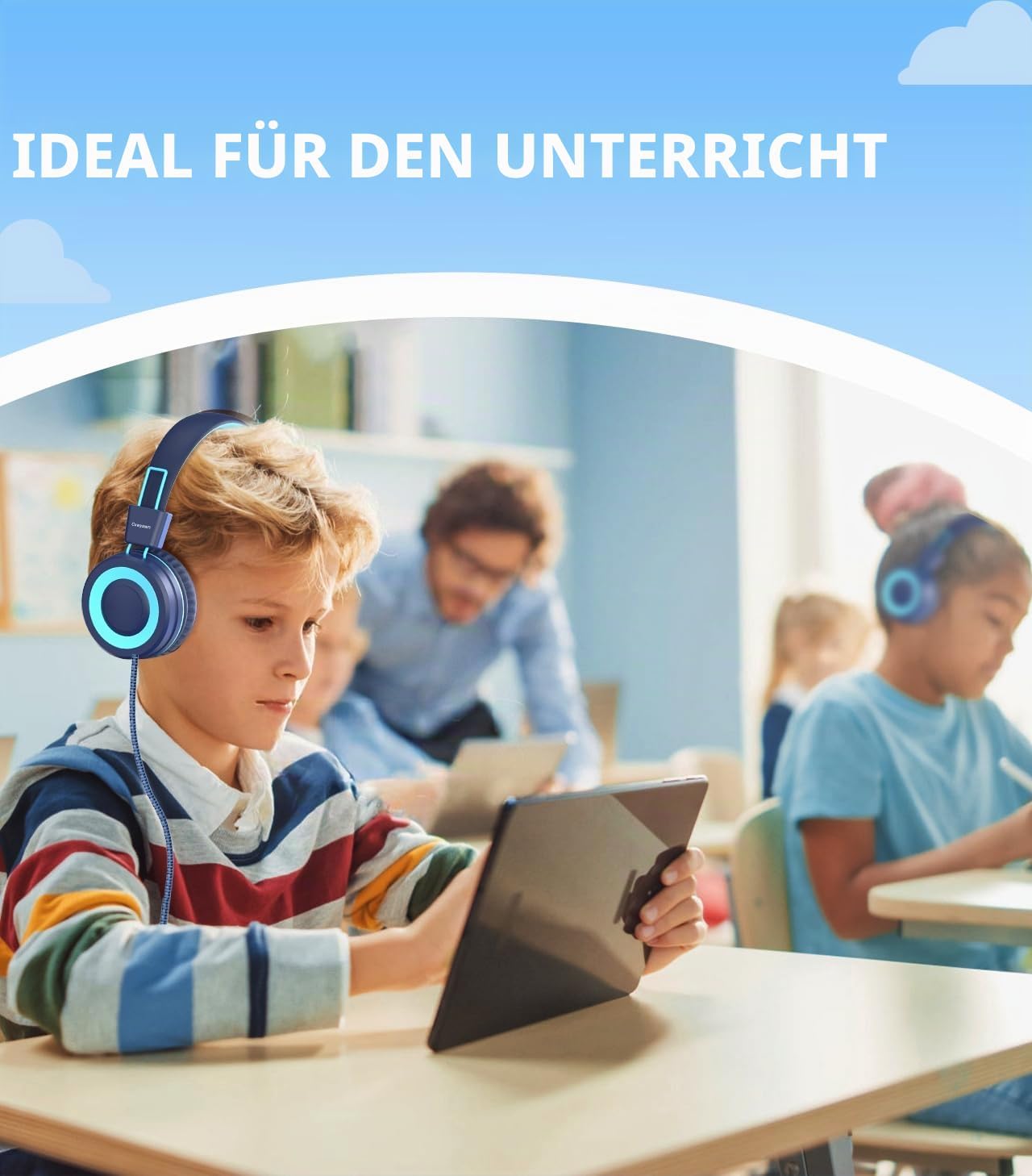 Thumbnail 6 de Bywulanda Upgrade USB Typ C Kinder-Kopfhörer mit 94 dB Lautstärkebegrenzung und HD-Stereo-Sound