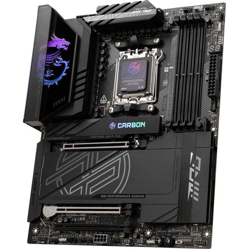 Detalle 2 de MSI MPG X870E CARBON WIFI: placa base premium AM5 para gaming y trabajo profesional