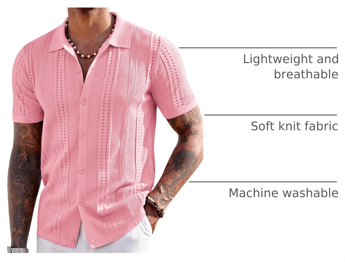 Thumbnail 3 de COOFANDY Men’s Knit Short Sleeve Button-Down Polo Shirt for Summer