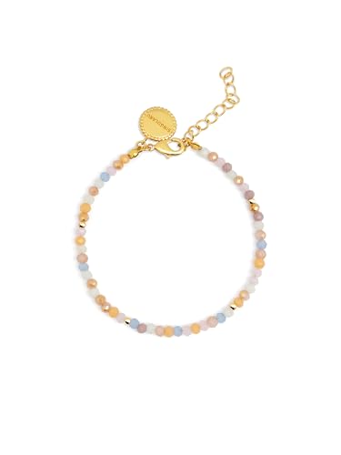 Detalle de SINGULARU - Pulsera Daphne: acero con baño de oro 18Kt y cristales de colores