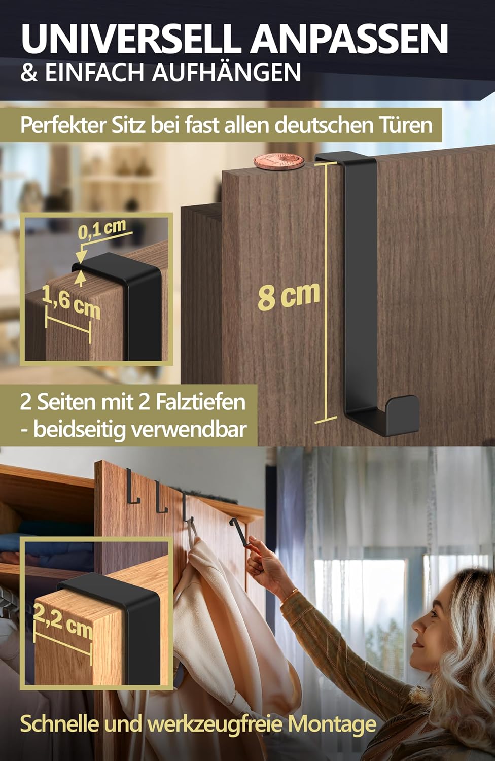 Thumbnail 3 de 4smile Türhaken zum Einhängen 10er Set