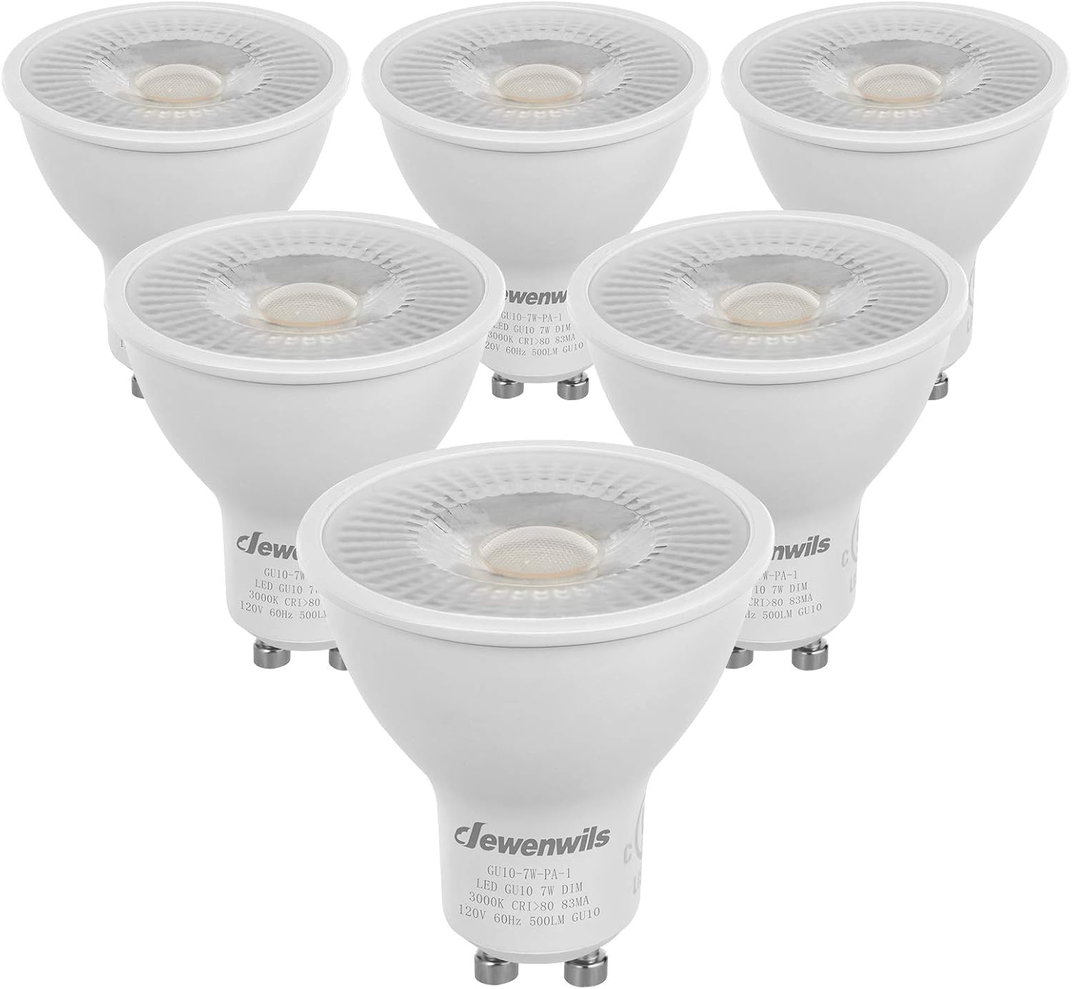 Detalle de Dewenwils HDGU10E GU10 LED Bulbs, Dimmable 3000K Warm White, 6-Pack