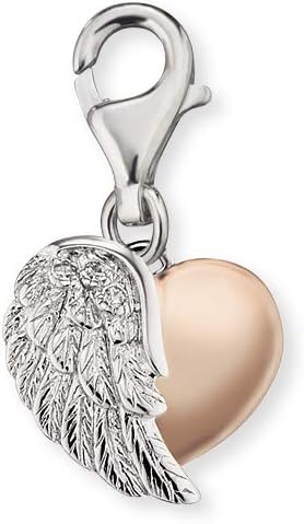 Detalle de Engelsrufer Damen Charm Anhänger With Love Herz Flügel – Sterling Silber, Rhodium-Beschichtung, nickelfrei