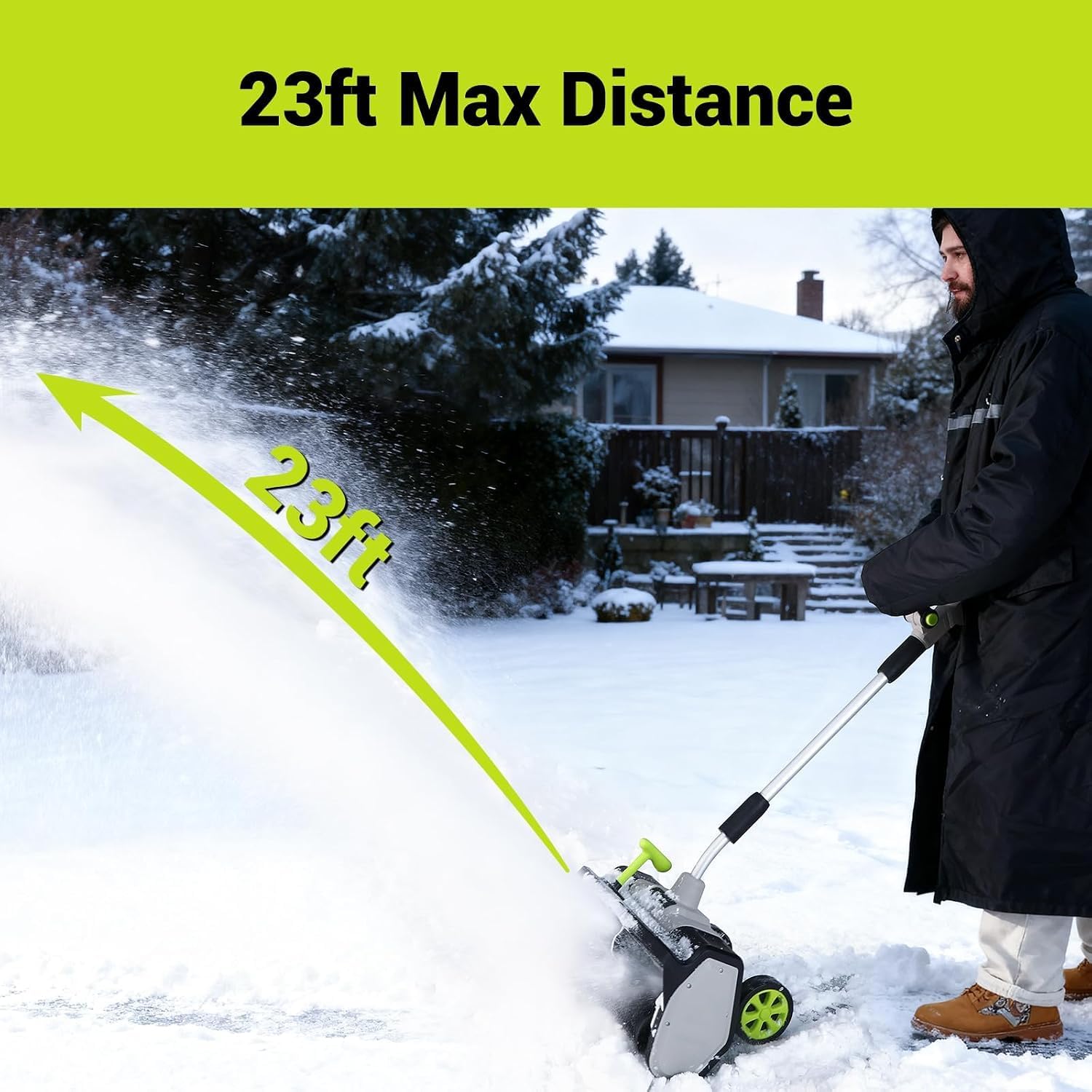 Detalle de DEKOPRO DKPGSRA017B1 40V Cordless Snow Blower, 17-Inch, LED Light