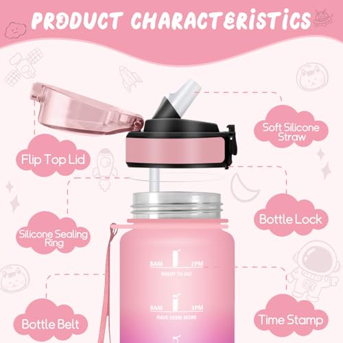 Detalle de HoneyHolly Botella 500 ml con pajita para niños 🚰