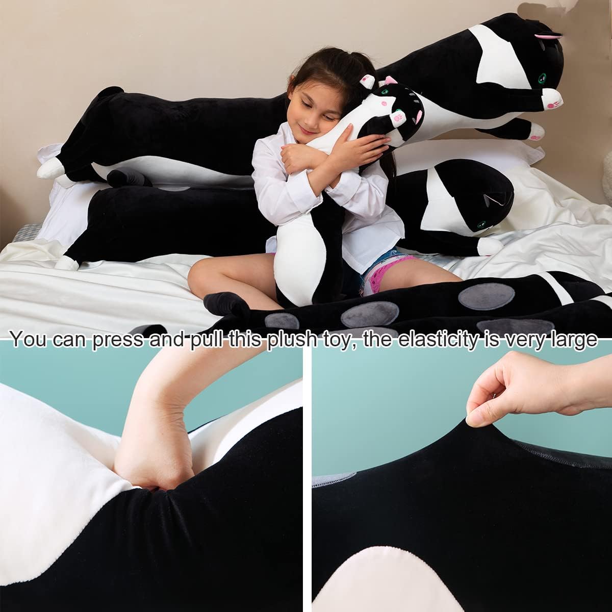 Detalle de Giant Cat Pillow Plush: 90cm Long Hugging Cat Body Pillow for Cozy Comfort
