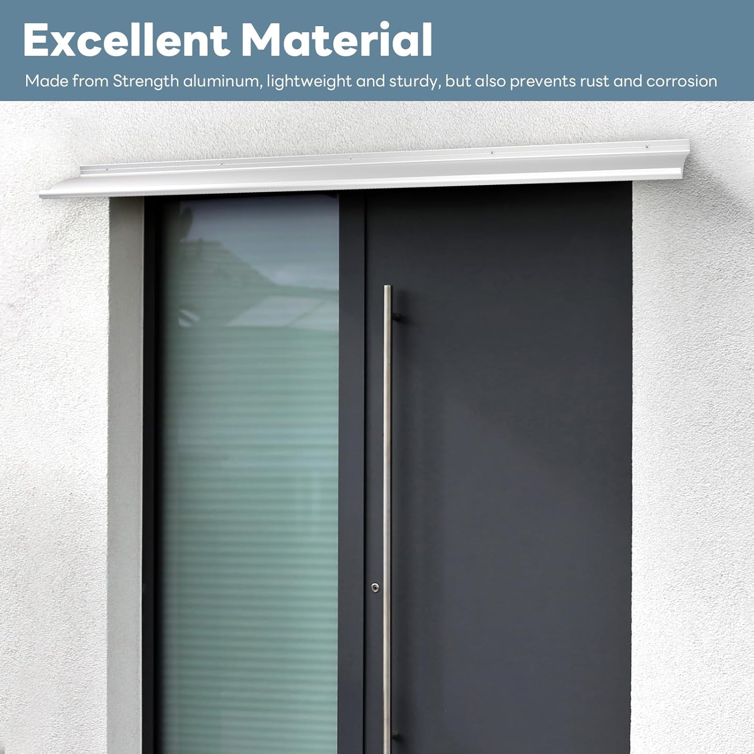 Thumbnail 3 de Orechic Heavy-Duty Aluminum Door Rain Drip Guard (52" x 4" x 0.8"), Extra-Wide 4" Coverage in Silver