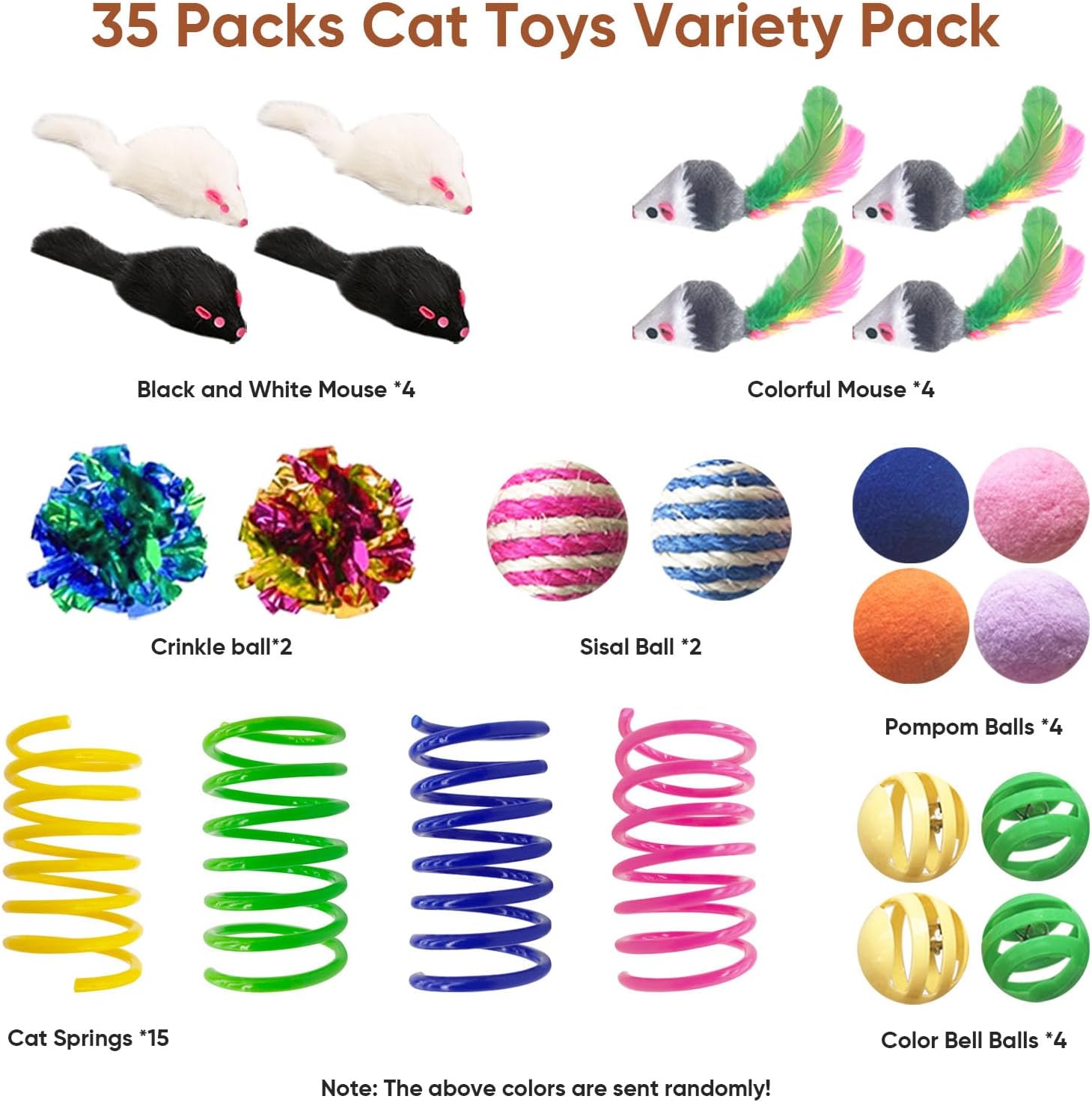 Detalle de AGYM Cat Toys for Indoor Cats – 35 Pack Interactive Toy Set
