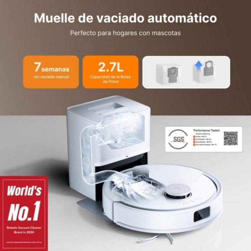 Detalle 2 de Robot Aspirador Roborock Q10 PF+ con vaciado automático: limpieza profunda y autonomía maximale
