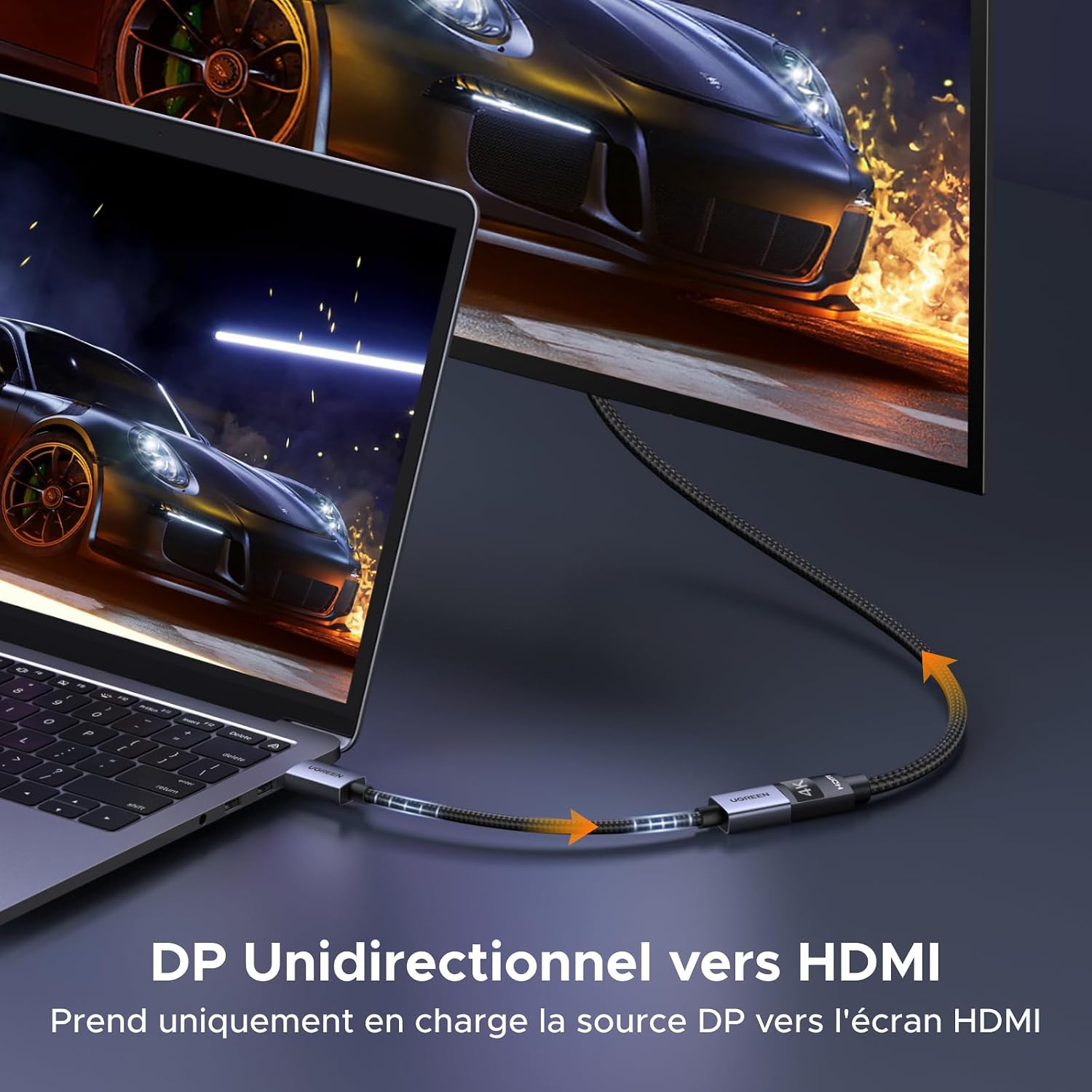 Thumbnail 3 de UGREEN DisplayPort-naar-HDMI-adapter, 2 stuks, 4K 30Hz en nylonkabel