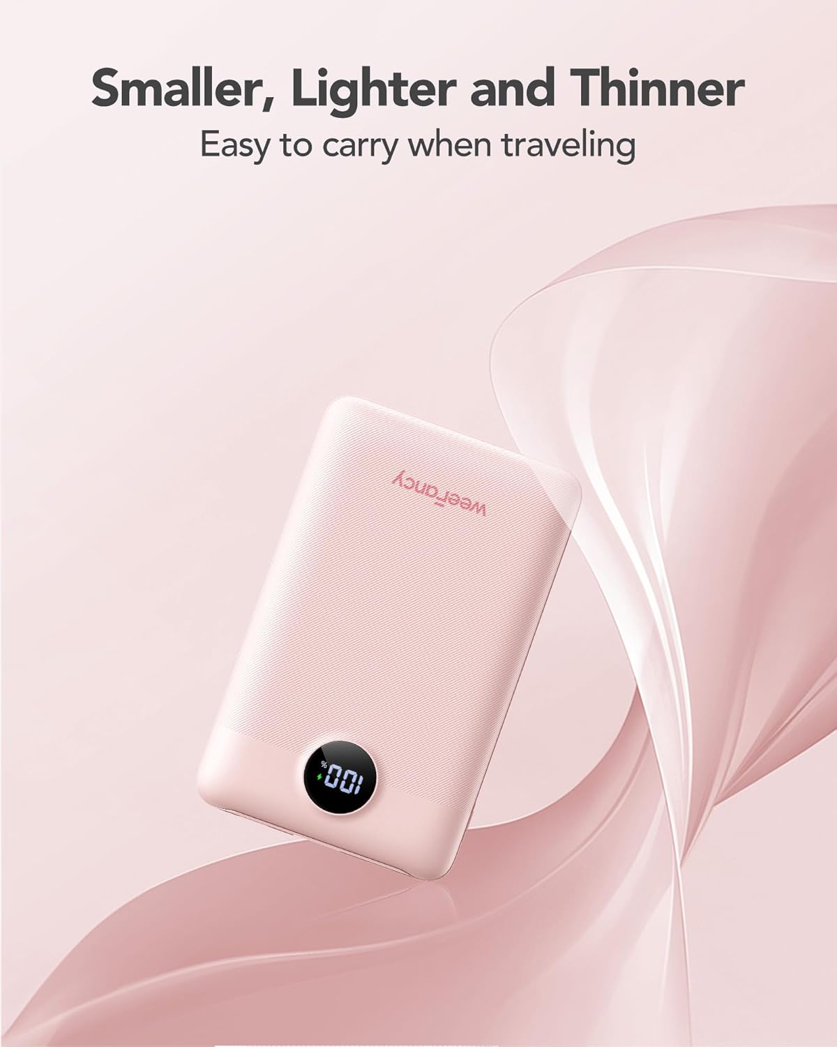 Thumbnail 1 de WeeFancy 10000mAh Power Bank with Built-in Cables, Fast Charging (22.5W) – Pink