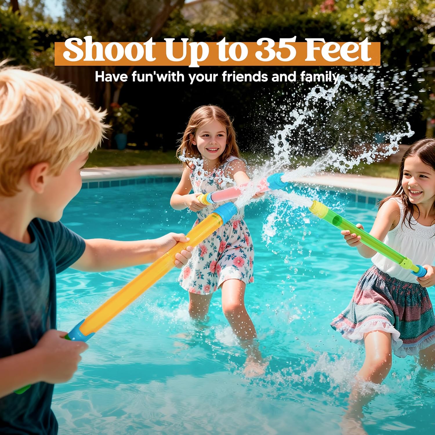 Detalle de JOYIN 18 Pack 16.5\" Water Gun Squirt Blasters (18-Piece Outdoor Water Toy Set)