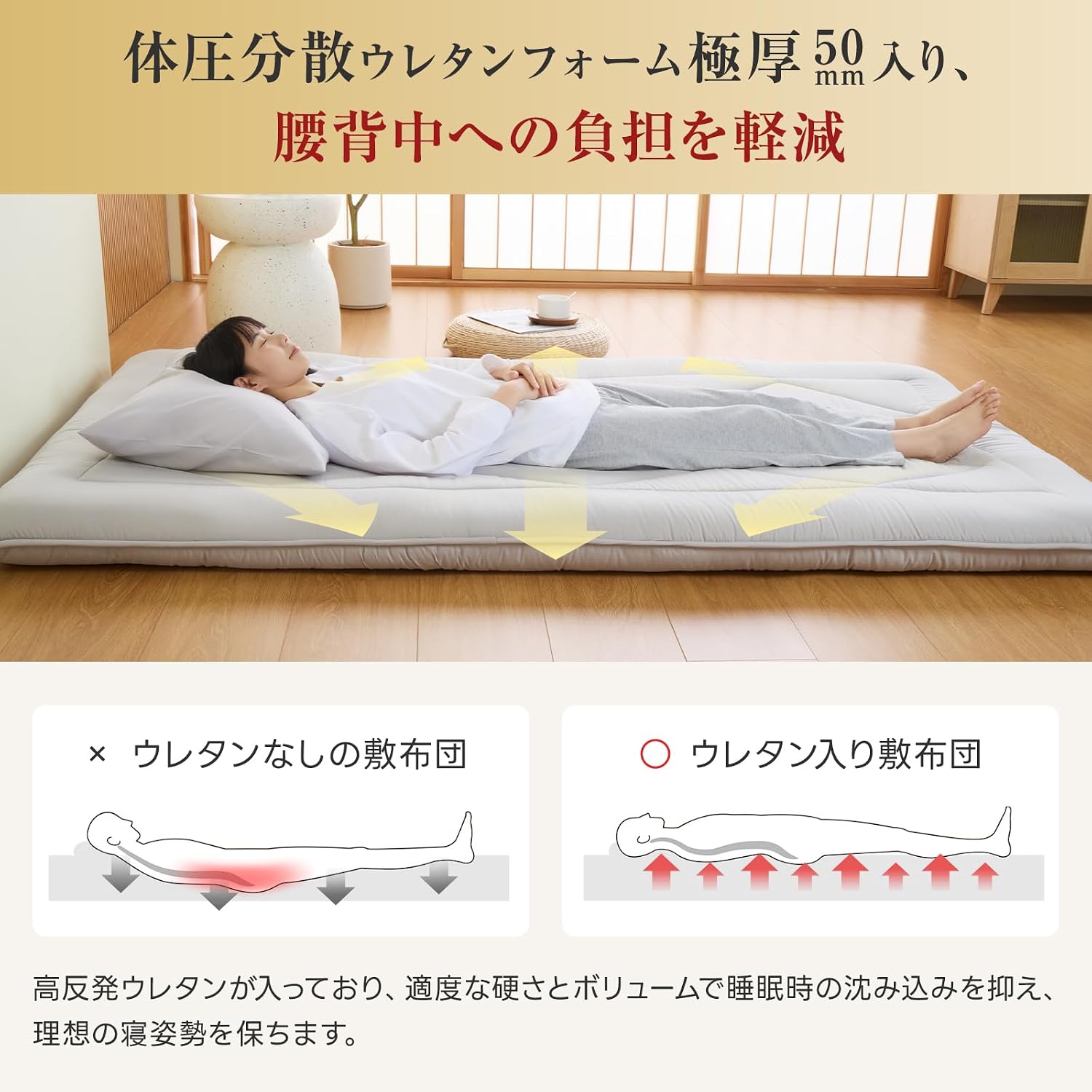 Thumbnail 4 de Keusnix VC-KN-B015-140210GY ダブル敷き布団 10cm厚・三層構造・SEK認証