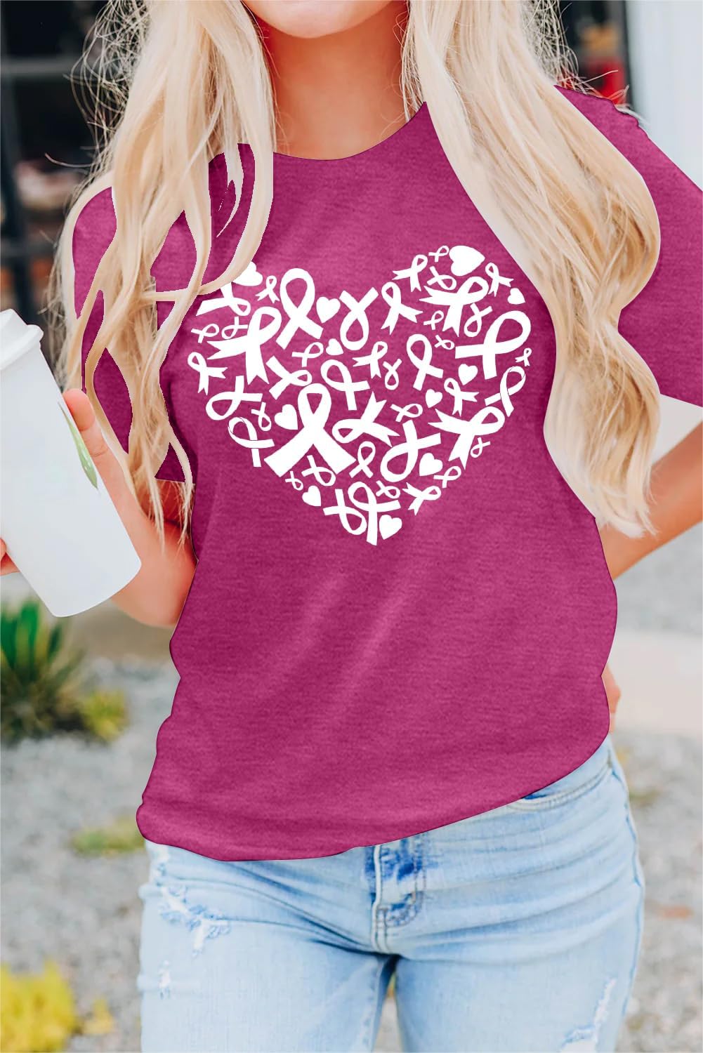 Detalle 2 de MAIHUN Breast Cancer Awareness Shirt, 60% Polyester