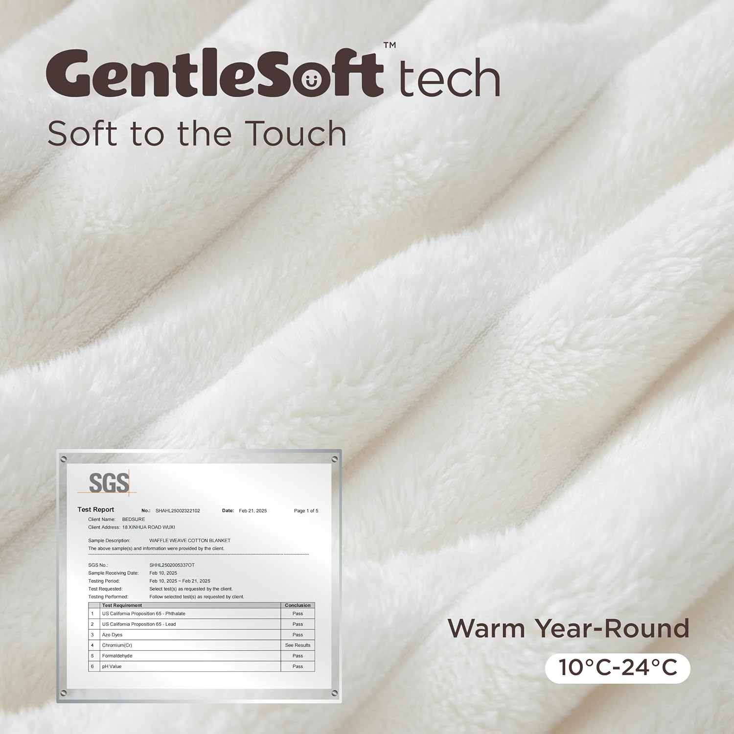 Thumbnail 4 de Bedsure Fleece Throw Blanket for Bed – 150x200 cm, Off White, Soft and Fluffy Double Size
