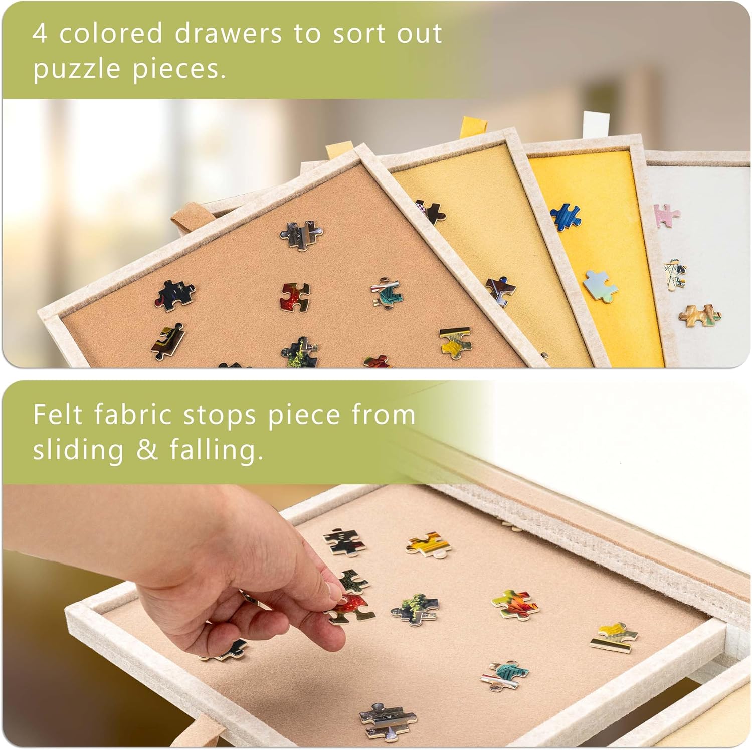 Thumbnail 4 de Tektalk Felt Jigsaw Puzzle Board with 3-Tilting-Angle, Foldable Legs, 4 Drawers & Cover (for 1500-piece puzzles)