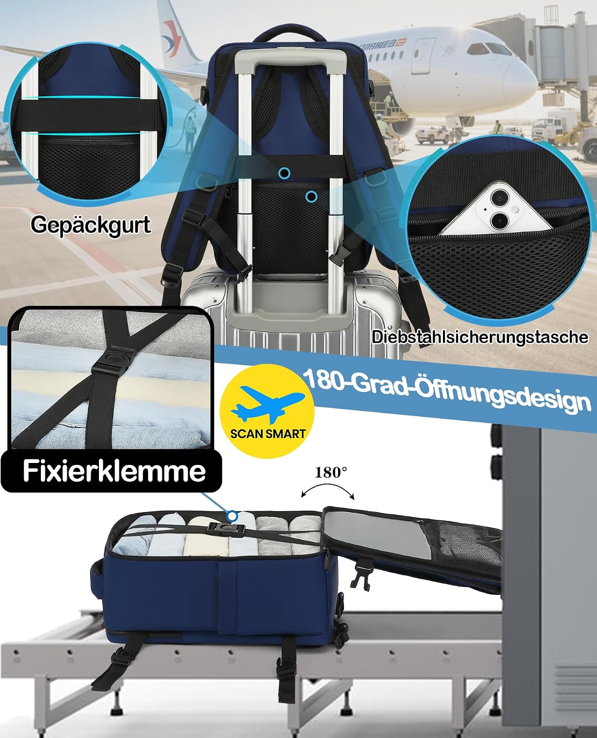 Detalle de LYNXCHER Handgepäck Rucksack 40x20x25
