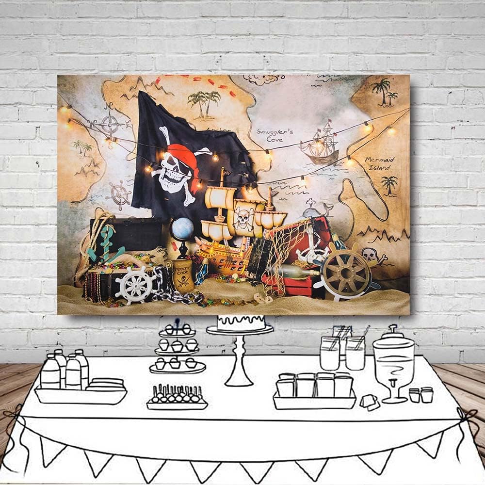 Thumbnail 4 de MEHOFOND Pirate Skull Photography Backdrop (7ft x 5ft) for photo booths, parties and home decor