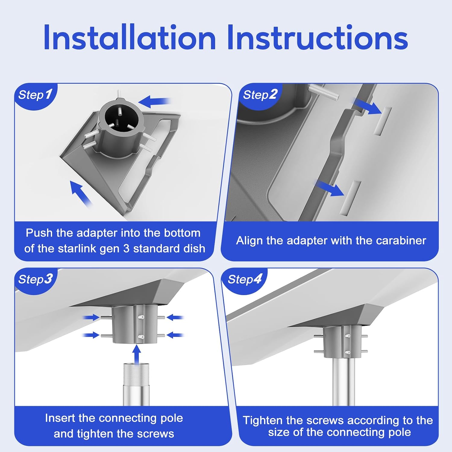 Thumbnail 6 de Starlink Gen 3 Pipe Adapter & Mount – Thickened Pole Adapter for Gen 3 Standard Dish