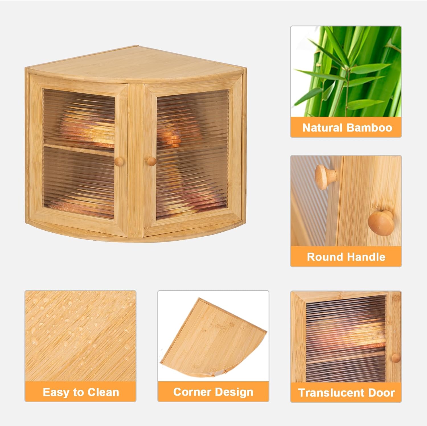 Detalle 2 de Leader Accessories Bambus Brotkasten 32x32x34 cm