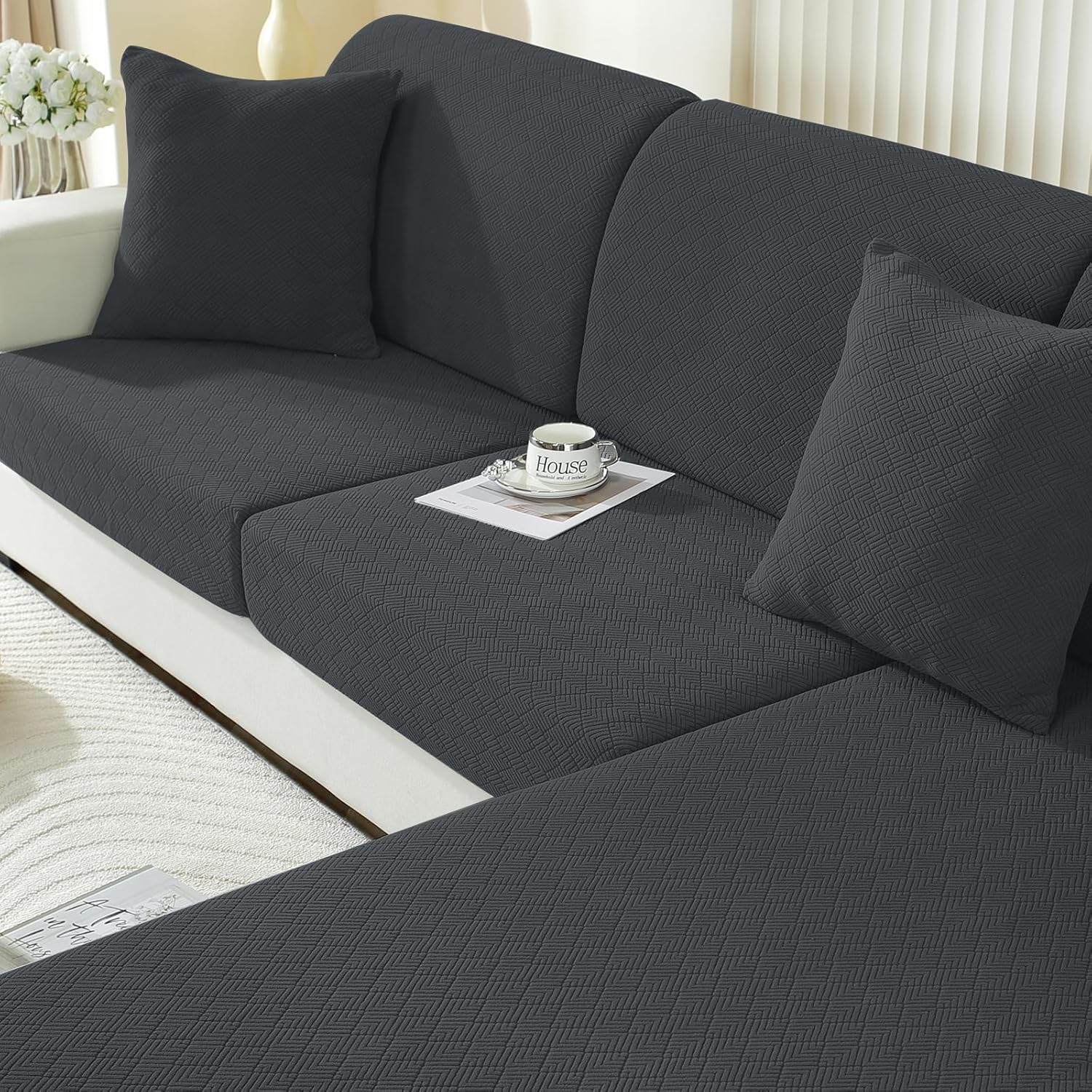 Ystyle Funda Asiento Sofa Elástico Gris oscuro