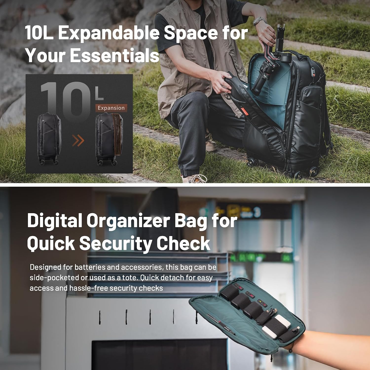 Detalle de PGYTECH 2-in-1 Roller Camera Backpack for DSLR, SLR & Mirrorless (with tripod & rain cover)