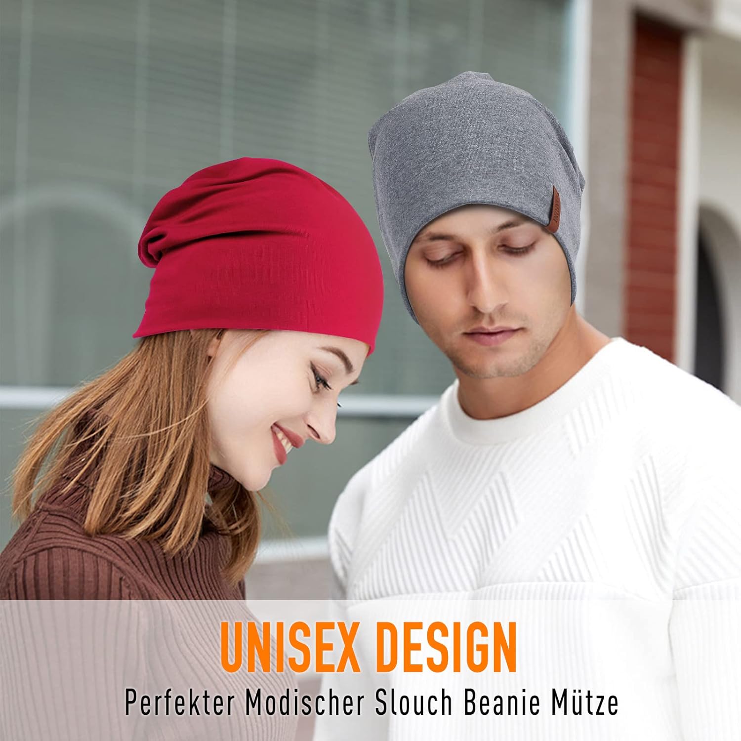 Detalle de Mütze Damen Herren Slouch Beanie aus Baumwolle – elastisch, atmungsaktiv und vielseitig verwendbar